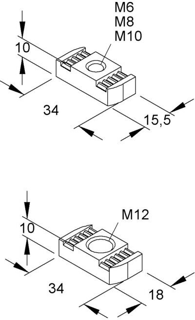 Niedax Écrou coulissant GMZ M10 pour (GMZ M10 F)