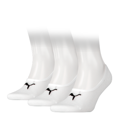 Füßlinge PUMA "PUMA UNISEX FOOTIE 3P", Herren, Gr. 43-46, weiß, Baumwollmischung, elastisch, Socken, NoShow Socks, atmungsaktiv, elastisches Bündchen