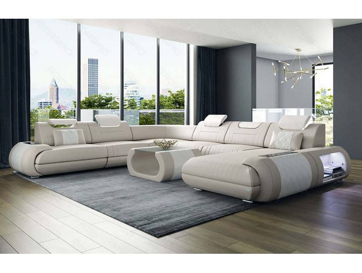 XXL Wohnlandschaft Rimini U-Form aus Leder