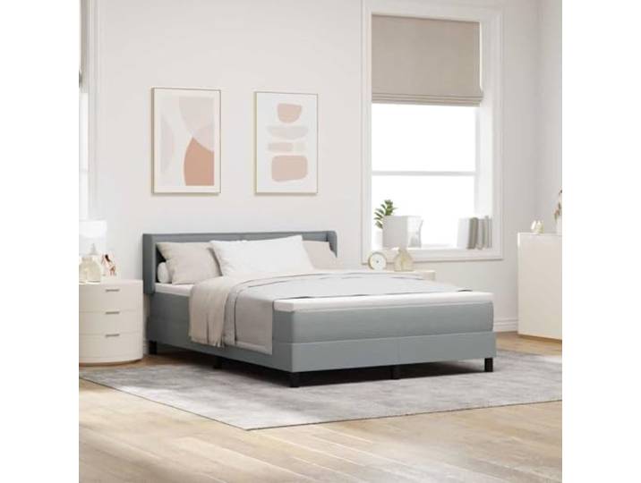 RJPLMFV Stoffbett, Hellgrau, 200 x 140 cm, mit Kopfteil Taschenfedern, verstellbarer Kopf, 2 Höhen, Polyester und Massivholz, modernes Design