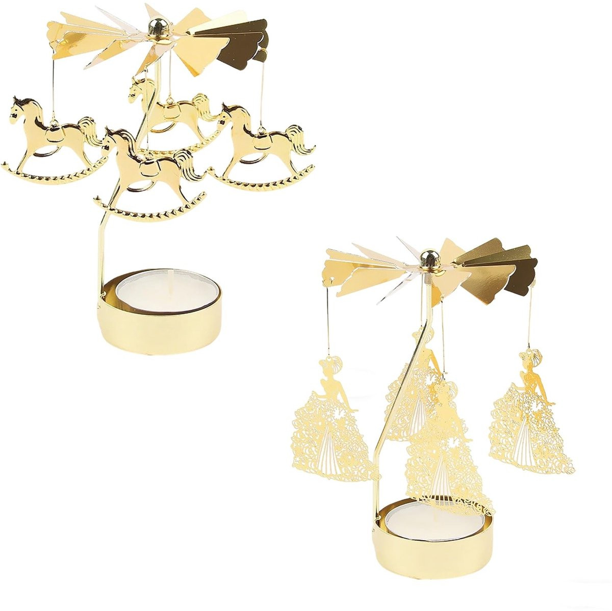 Omgoods Gouden Theelichthouder Carrousel voor Decoratie