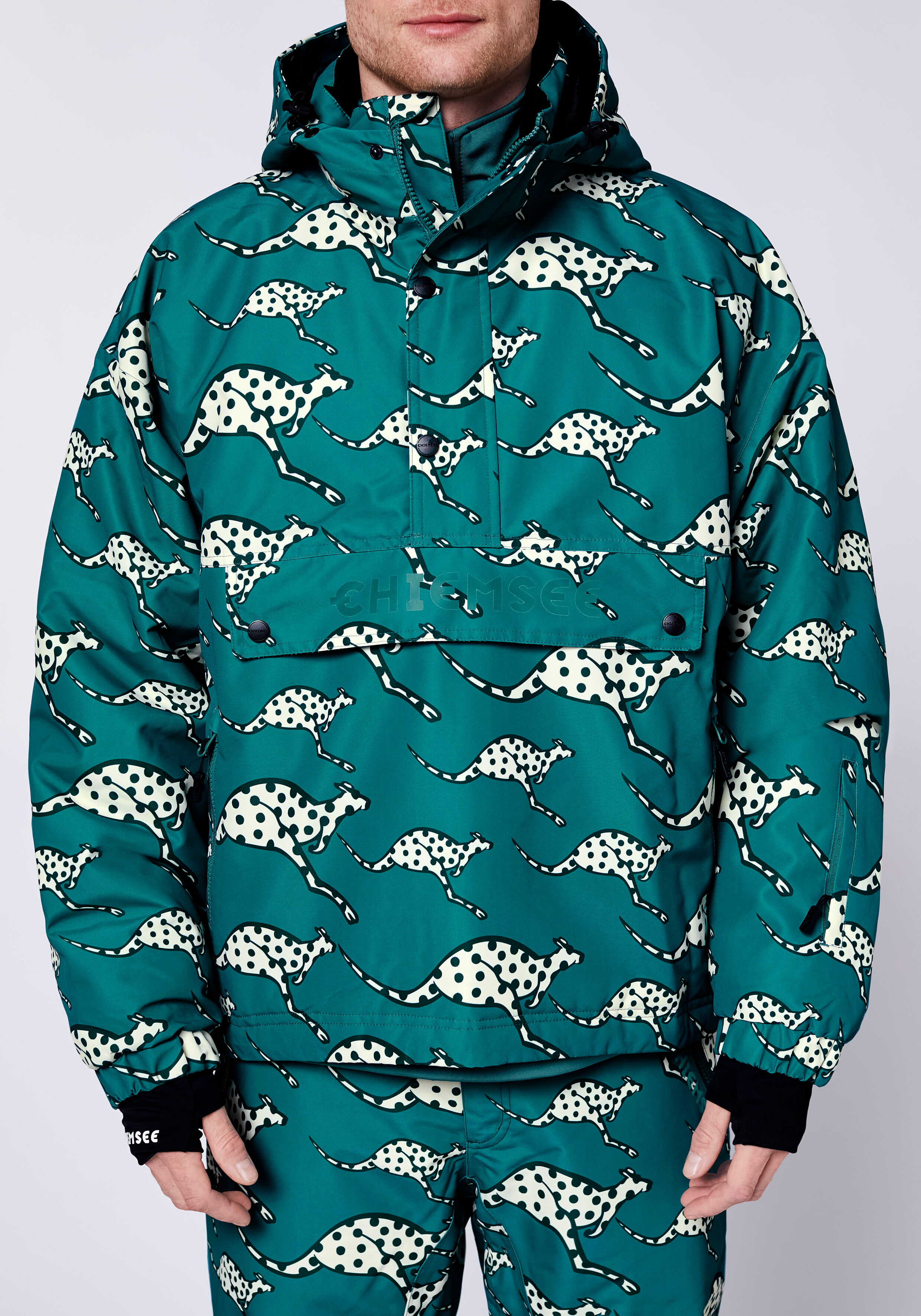 Skijacke CHIEMSEE, Herren, Gr. 56, grün (hydro), 100% Polyester, loose fit, Windstopperbündchen, Jacken Skijacke, - 10.000 WP/ 10.000 MVP