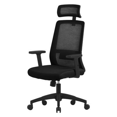 ML-Design Bürostuhl Ergonomisch Schwarz Mesh Drehstuhl Lendenstütze Kopfstütze Armlehnen Wippfunktion Rollen Chefsessel