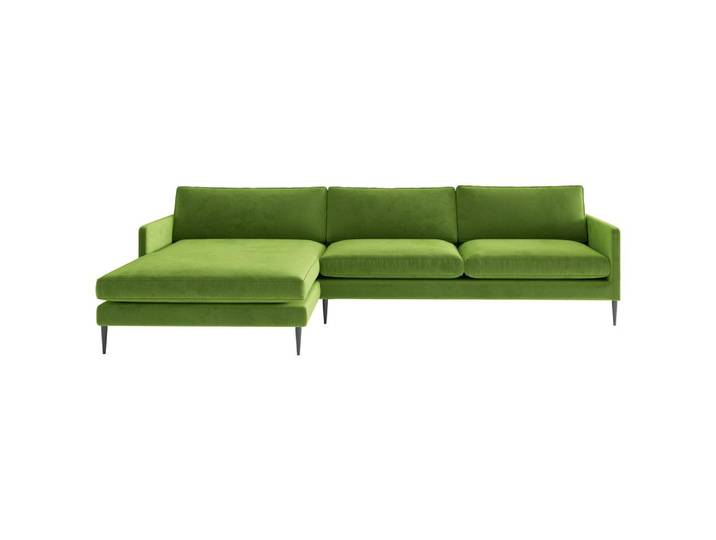 Ecksofa Justin Grün Samt/Velours 154x277 cm
