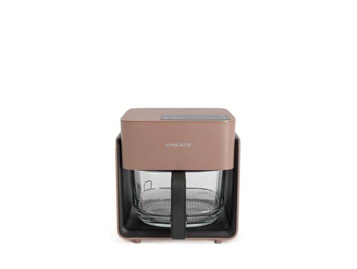 CREATE/AIR FRYER STUDIO CRYSTAL/Friteuse sans huile 4\,2 L avec vaporisateur d’eau moka/Capacité 5-6 portions\, 6 programmes\, plateau en verre\, contrôle du temps et de la température\, 1300W