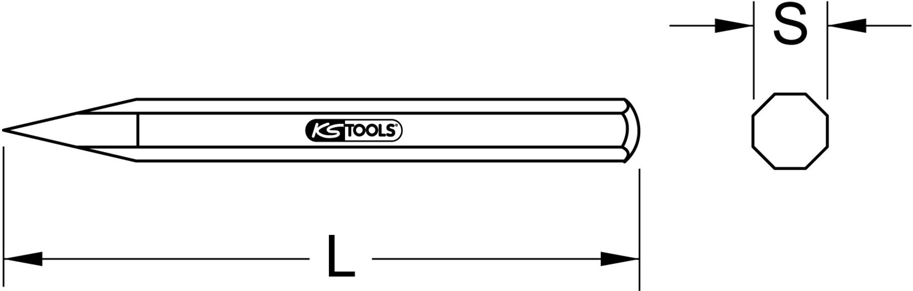 KS Tools Spitzmeißel, 8-kant, 600mm (156.1523)