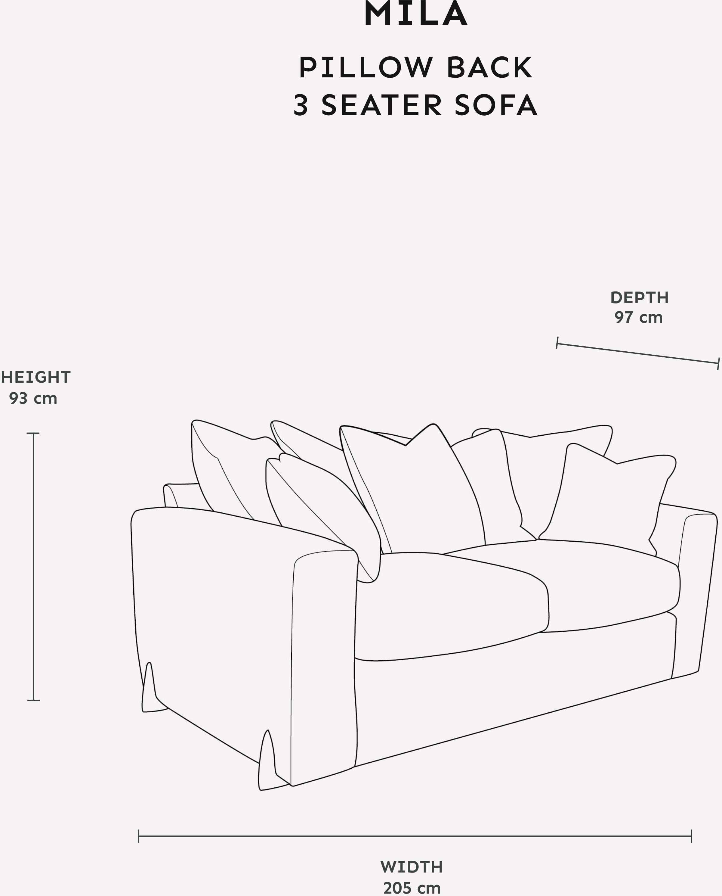 Mila Taupe Soft Textured Sofa Range with Gold Feet, 3 Seater / Pillow Back