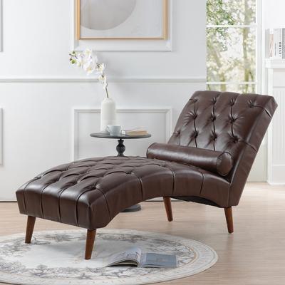 Upholstered Chaise Lounge with rolling pillow