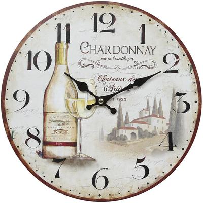 Wanduhr AMBIENTE HAUS "Wanduhr - Wein 28cm", bunt, B:28cm H:28cm T:3,5cm, Wanduhren, Wanduhr