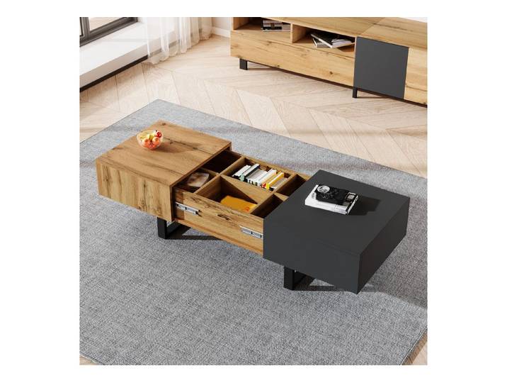 Fine Life Pro Couchtisch Couchtisch, verschiebbar, versteckter Stauraum, 155x55x40 cm, multifunktional, einfache Montage