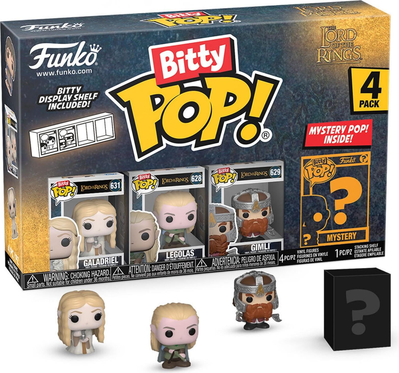 Funko Bitty Pop! Lord of the Rings Galadriel, Legolas en Gimli