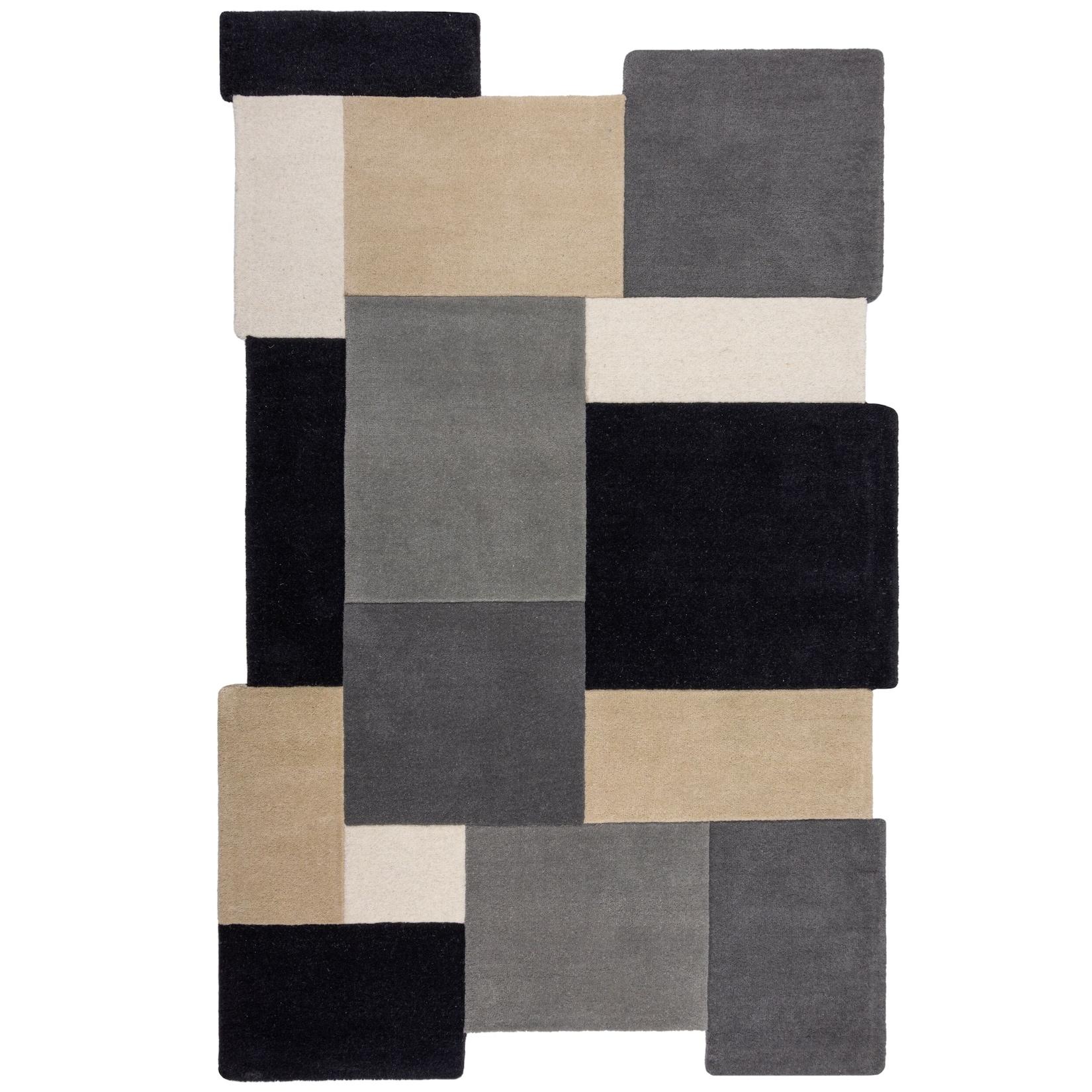 Wollteppich geometrisch Grau-Beige 150 x 240 cm - HALLEIN Kadima