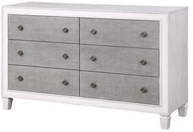 Benjara Dresser with 6 Drawers and Diamond Pulls, Gray