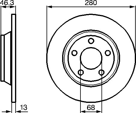 Bosch Bremsscheibe 0 986 478 615 Voll 280mm 13mm Für Vw