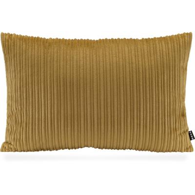 Dekokissen H.O.C.K. "Precious Cord", gelb (gelb, mais, unifarben), B:60cm H:10cm L:40cm, Polyester, Dekokissen_Sitzkissen_Kissenhüllen, leicht schimmernde unterschiedlich große Längsstreifen im Retro Style