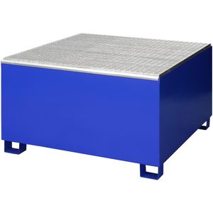 CEMO Auffangwanne GS1, 7392, aus Stahl, 125,5 x 135cm, mit Stahl-Gitterrost, unterfahrbar, 1000 Liter