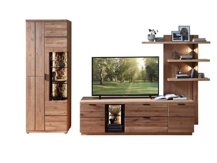 Wohn-Concept Donna TV-/Wohnwand Wildeiche Massivholz/Echtkork