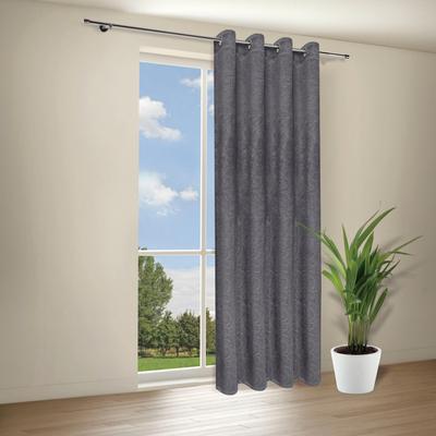 Gardine GERSTER "Caron" Gr. 1, grau (dunkelgrau), B:140cm H:245cm, Wirkware, Polyester, Gardinen, Gardine, Deko Ösenschal "Caron" mit Prägung