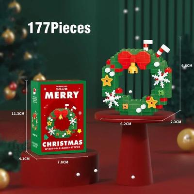 Uplift Treasures Christmas Santa Reindeer Building Block Puzzle Set christmas Wreath