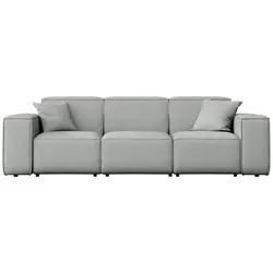 GARTENSOFA Lorento Outdoor 3-Sitzer, Hellgrau Kunstleder 251/73/92 cm