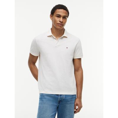 Poloshirt TOMMY HILFIGER "MICROPRINT PIQUE", Herren, Gr. M, ivory petal, Piqué, Obermaterial: 100% Baumwolle, regular fit normal, Shirts, mit geometrischem Muster, regular fit