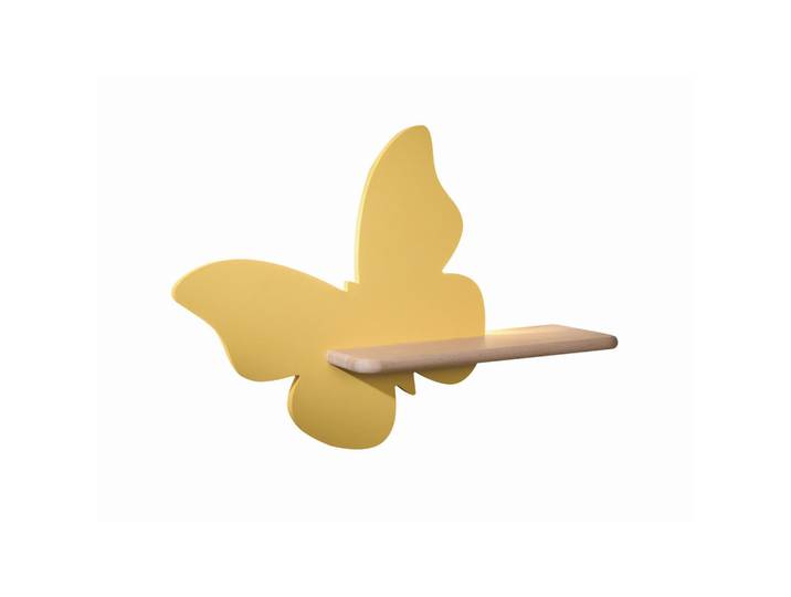 Kinderwandleuchte Butterfly, Goldfarben, Holz, Metall, Eiche, Schmetterling, 12x29.5x40 cm, RoHS, Europäischer Sicherheitsstandard, einfach zu transportieren, Lampen & Leuchten, Innenbeleuchtung, Kinderzimmerlampen, Kinderwandleuchten