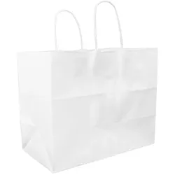 Greenuso MONOUSO - Tüten Papier Weiße mit Gedrehten Griffen 80 g/m2 32+16x26cm (250 Stück)