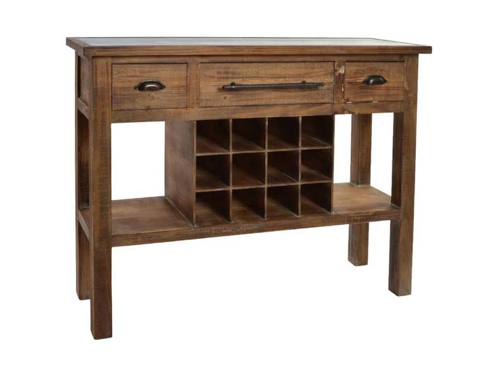Console porte bouteilles en bois marron 120x35x95 cm