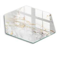 GLASPLATTE 40 cm Heller Marmor mit Gold
