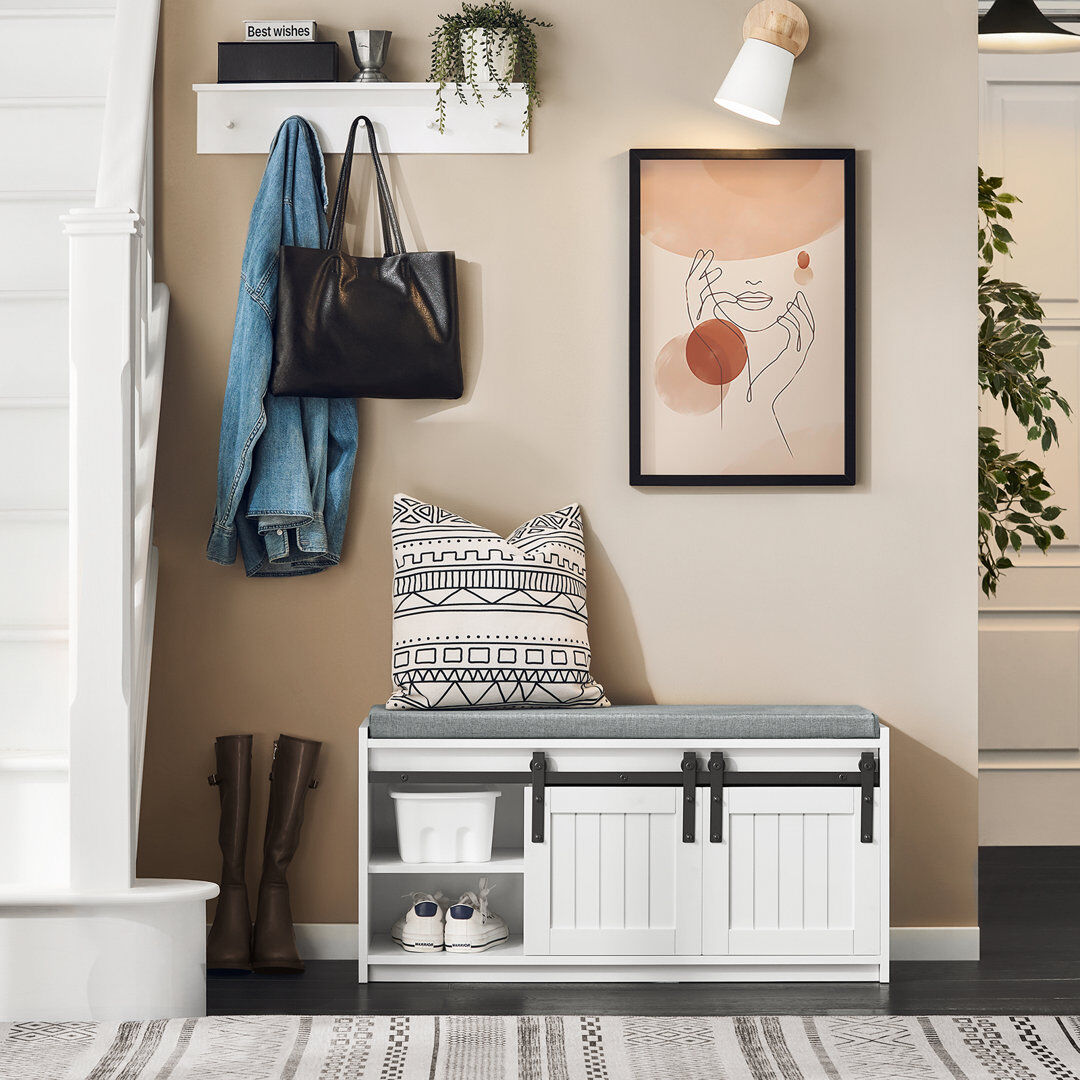 Brambly Cottage Ronquillo Upholstered Storage Bench White 100cm W X 41cm D