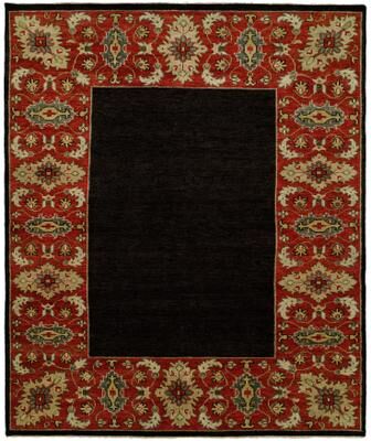 KALATY Transitional Red Hand-Knotted Wool Area Rug