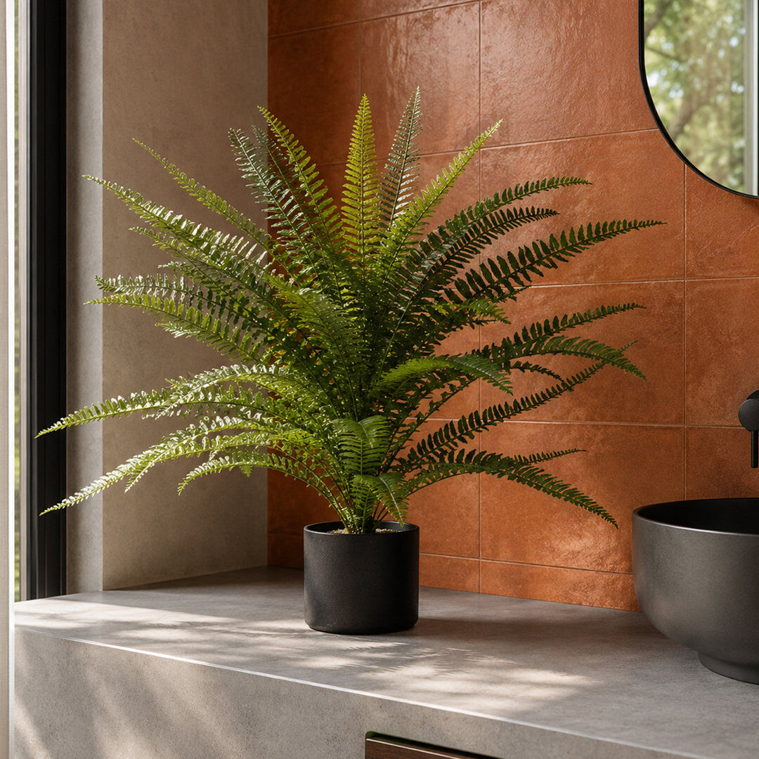 Leaf Fire Retardant Artificial Tree 75cm Faux Fern Tree in Pot Liner Green 75cm H X 80cm W X 80cm D