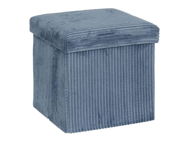 Pouf pliant cotelé Arum Bleu - Basika