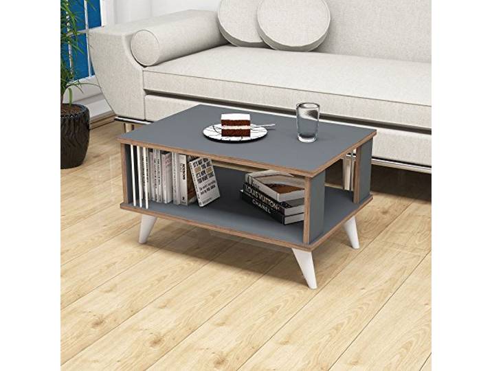 HOME MANIA Homemania Couchtisch Nicol, Holz, Anthrazit-Nuss-Weiß, 70 x 50 x 40 cm