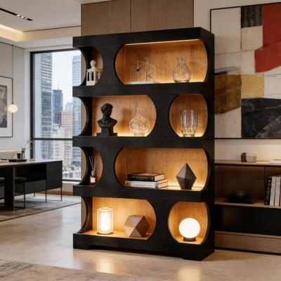 CARMORICO Tall 4-Tier S-Shaped Bookcase