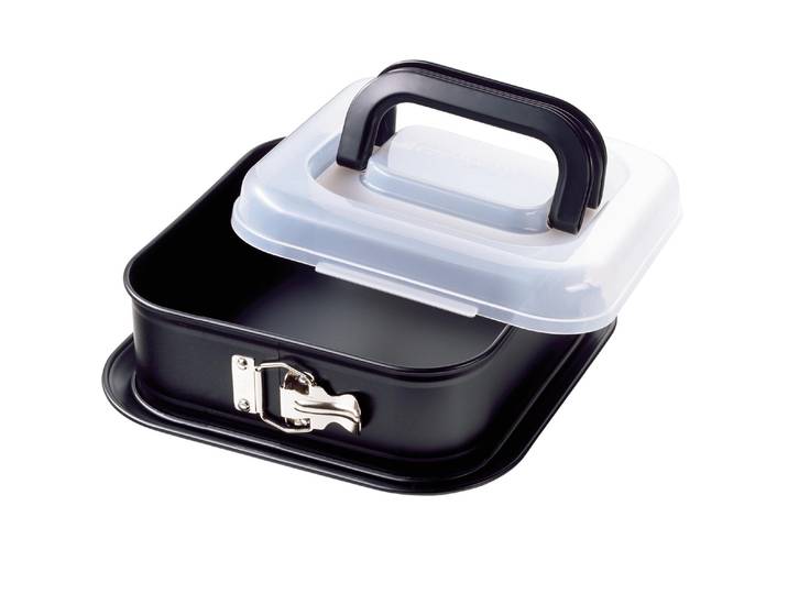 Springform KAISER Quadratisch , schwarz, B:24cm L:24cm, Stahl, Küchenformen, Springform