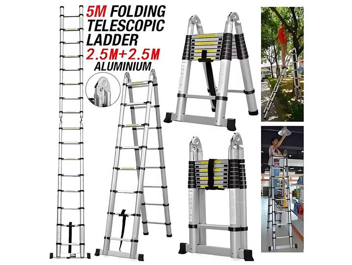 Échelle télescopique en acier 1.9M-2.6M, escabeau pliant, échelle de Loft droite polyvalente, échelle pliante Portable en acier inoxydable