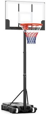 Costway 3.3-7 Feet Portable Adjustable Outdoor Kids Basketball Hoop Goal System-White