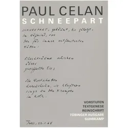 Celan,P.:Werke,Tübinger. Schneepart, Belletristik von Paul Celan