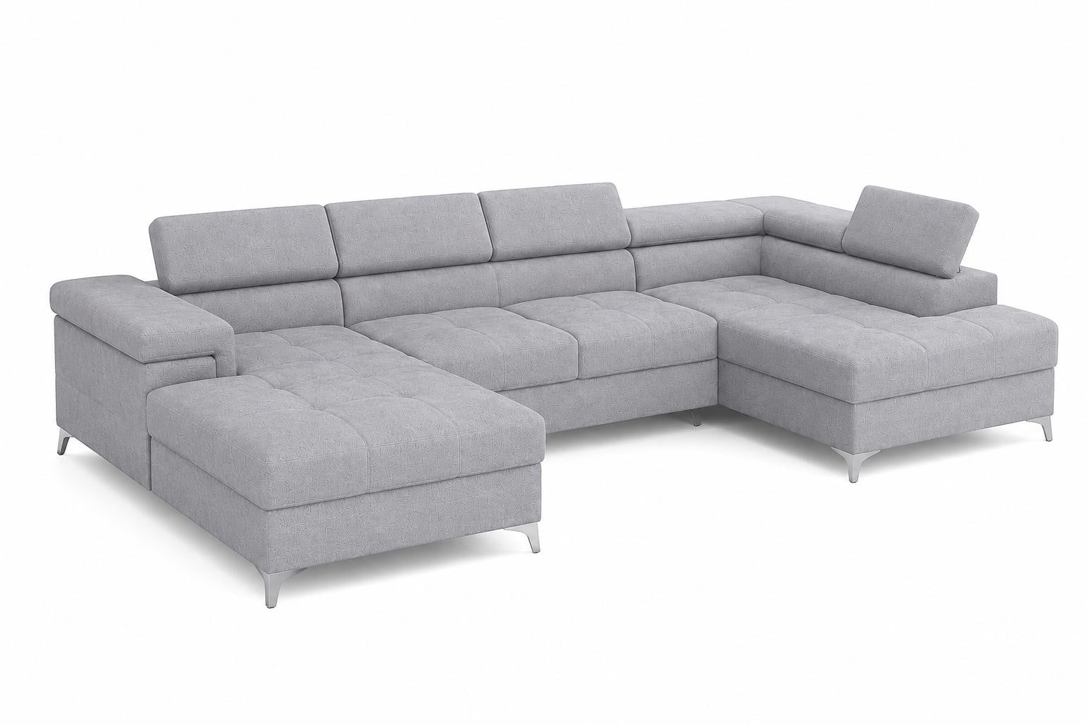 Michael-Angelo U-vormige chaise longue met opbergruimte, lichtgrijs, B/D/H: 345 x 90 x 202 cm