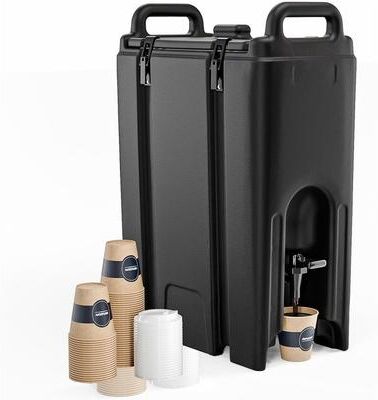 Insulated Beverage Dispenser, Ice And Hot Drink Server With Handles, Faucet & Cups