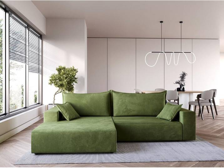 Compleo Ecksofa modern design, 240 cm breit, Modern Couch L mit Schlaffunktion, Schlafcouch Ausziehbar