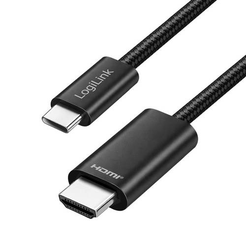 LogiLink USB-C Kabel USB 3.2 Gen1 USB-C Stecker, HDMI-A Stecker 2.00m Schwarz 4K UHD, Audio Return Channel UA0470