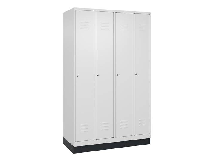 Garderobenspind C+P Classic PLUS, Weiss, mit 4 Türen, mit Schlüssel, Neu Robust - ideal für Büro und Empfangsbereich