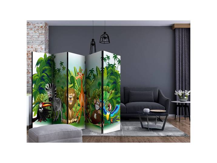 Paravent Jungle Animals Polaire Multicolore 225 x 172 x 3cm