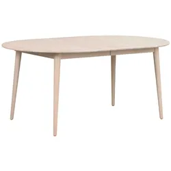 Ausziehbarer Esstisch in Eiche White Wash massiv oval