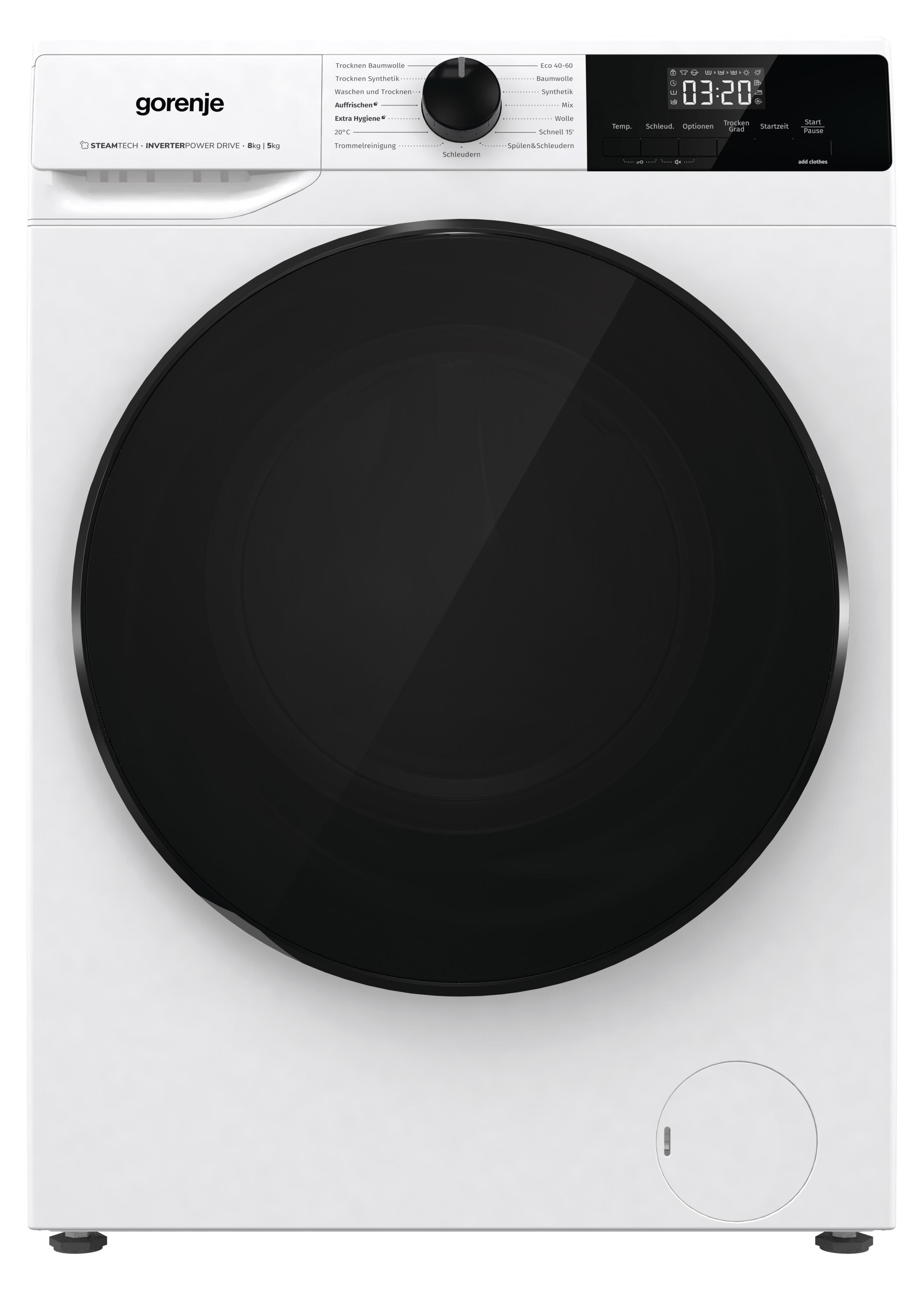 Gorenje WD2A854ADPS/DE Waschtrockner Frontlader, 8 kg Waschen, 5 kg Trocknen, weiß