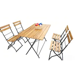 CHILLROI 5tlg. Outdoor-Klappstuhl-Set aus Akazienholz