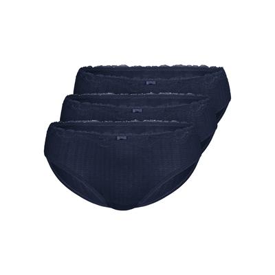Slip SASSA "3er Pack Slip Bamboo Jacquard", Damen, Gr. 44, blau (navy), Obermaterial: 90% Viskose CV. 10% Elasthan EL., Unterhosen Slip