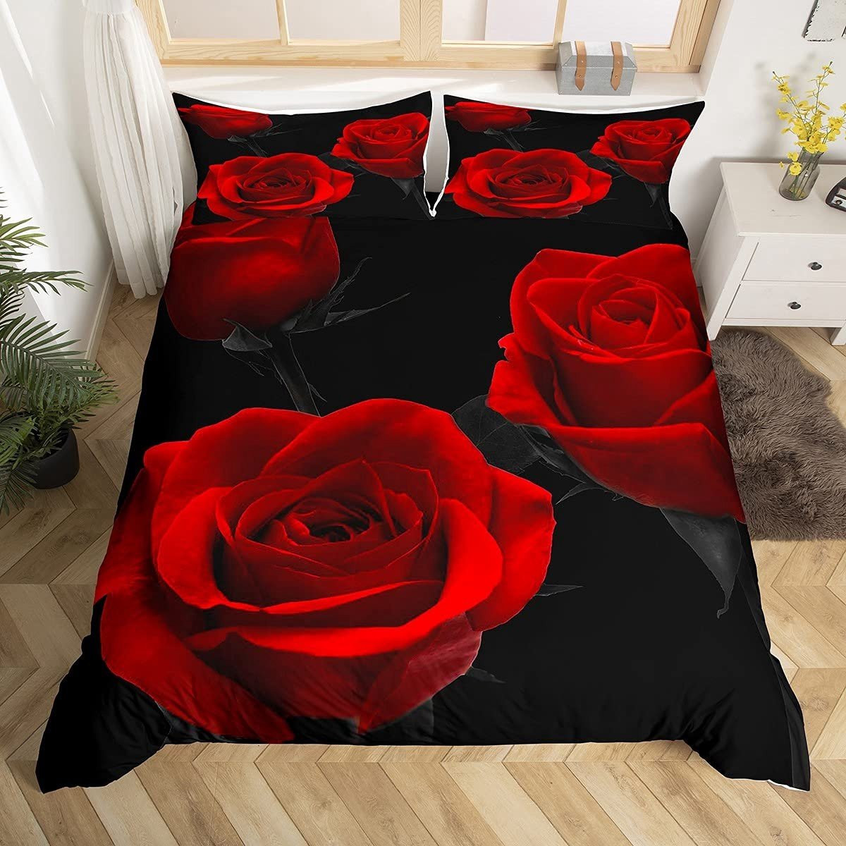 Omgoods Luxe Rozen Beddengoed Set voor volwassenen